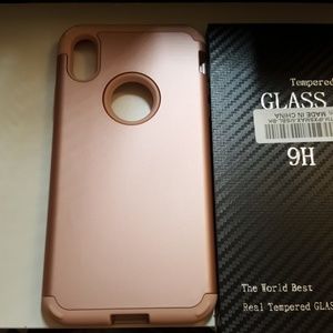 case and tempered glass for iphone xs max 6.5" new